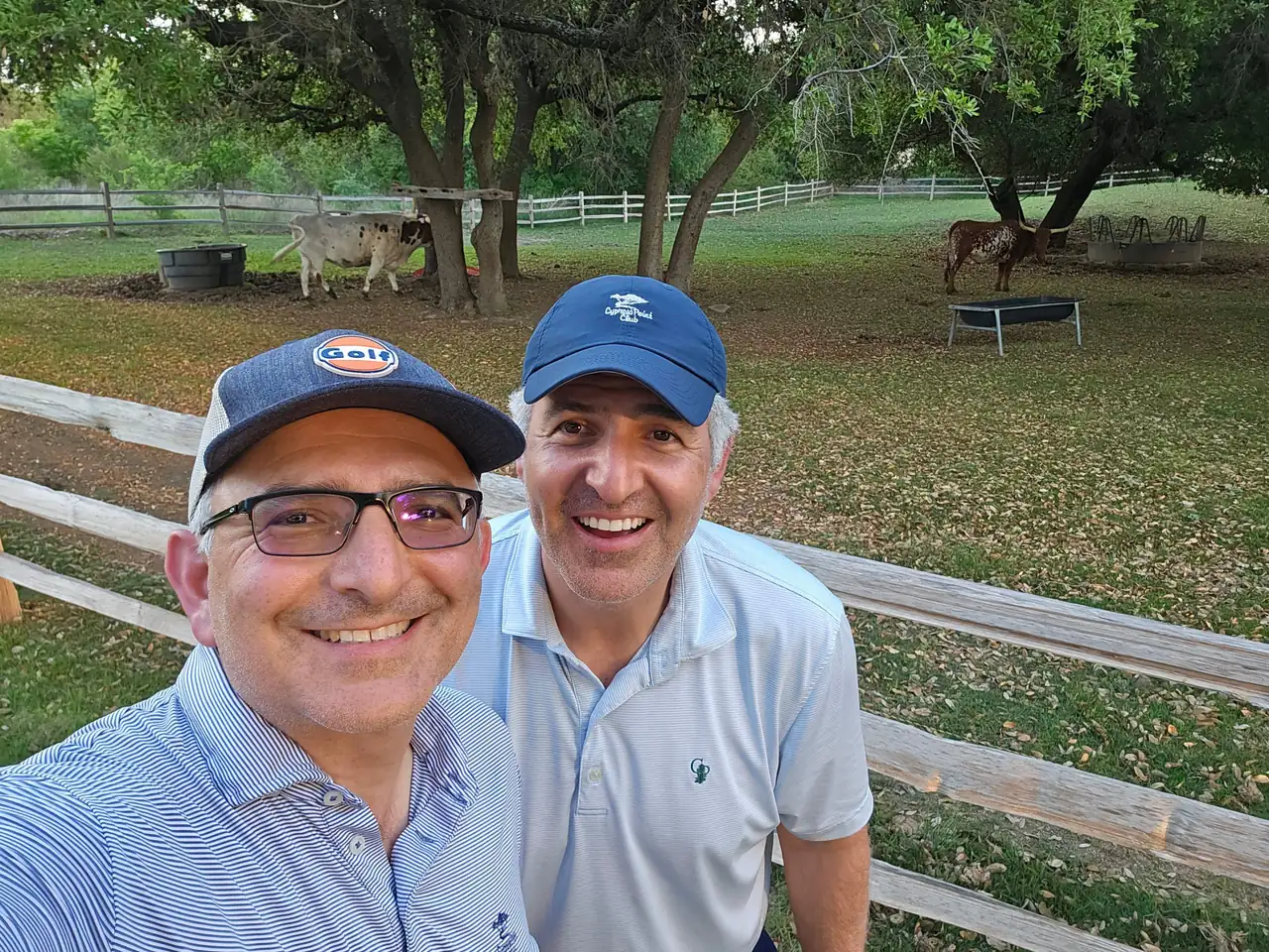 The Perry Bros by the longhorn pasture at Briggs Ranch