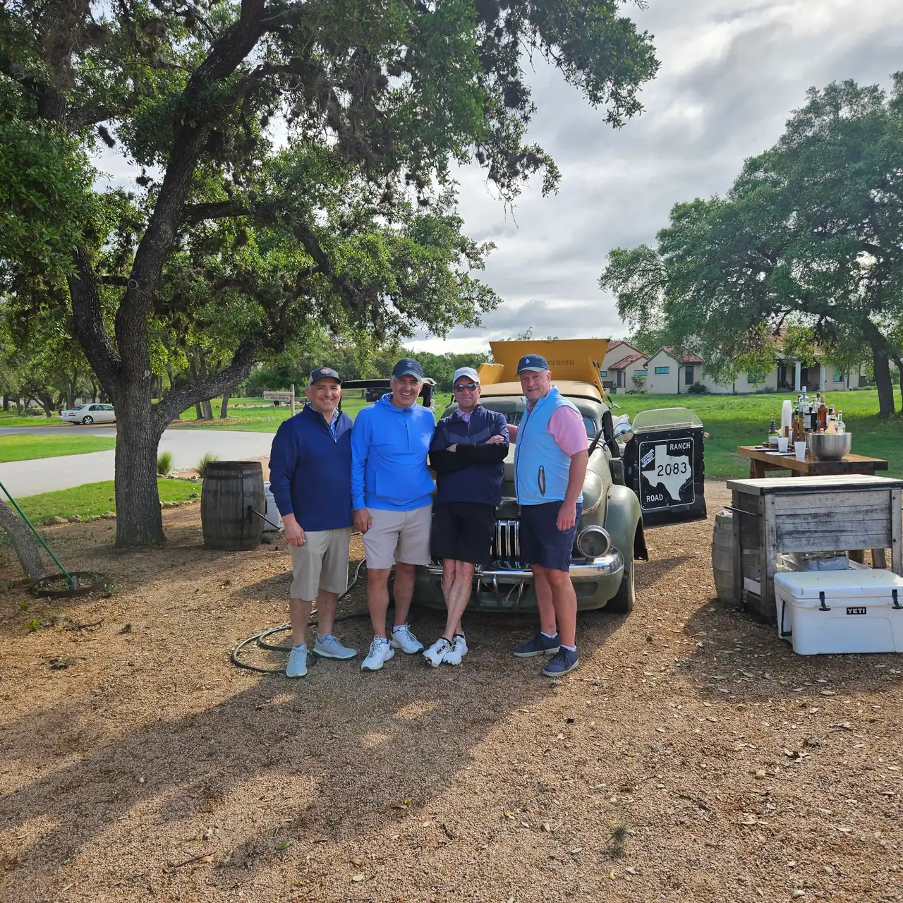 The group with the carts under the oak trees at Briggs Ranch