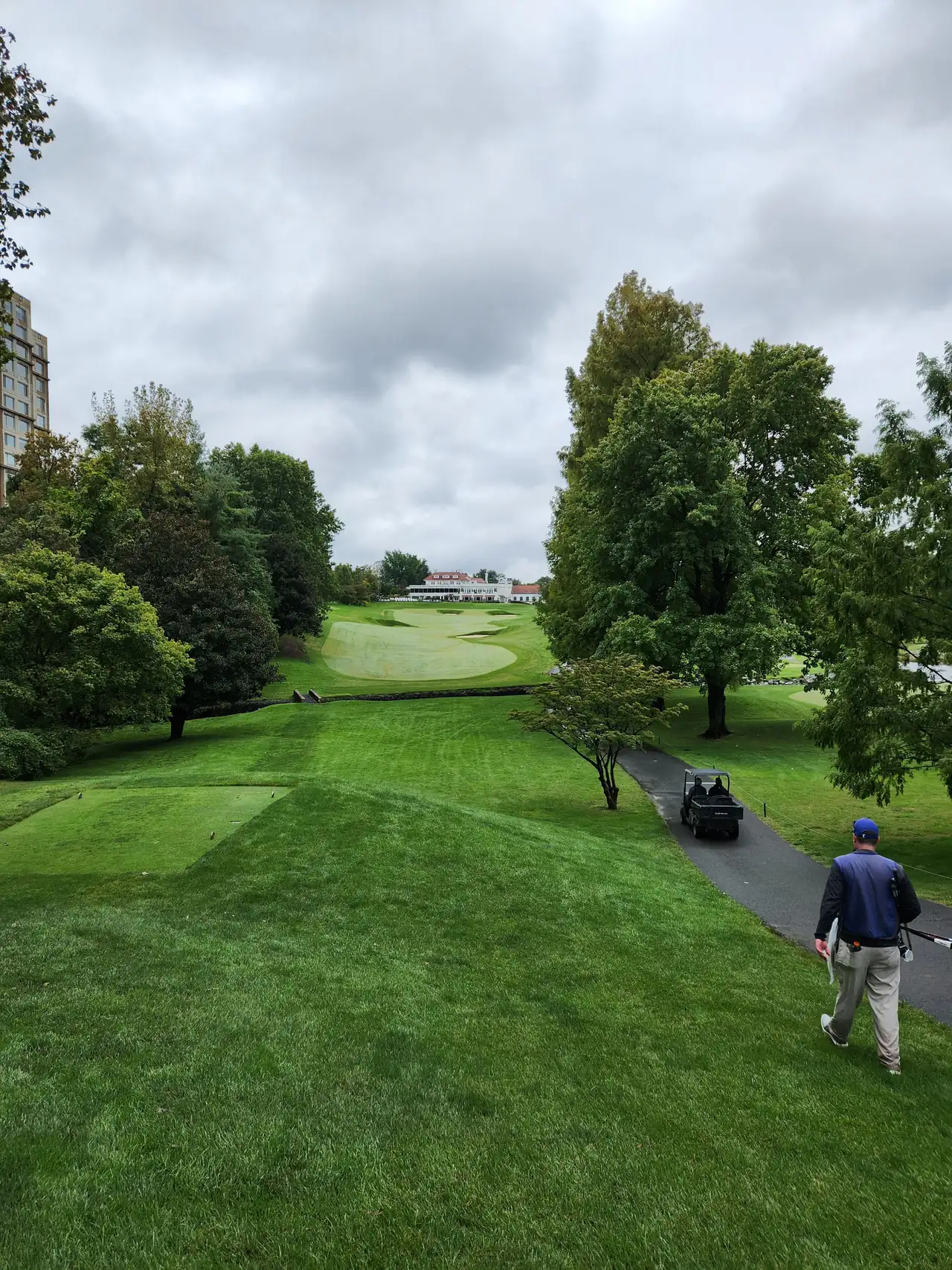 Looking down a tree-lined fairway at Columbia Country Club, Chevy Chase, Maryland